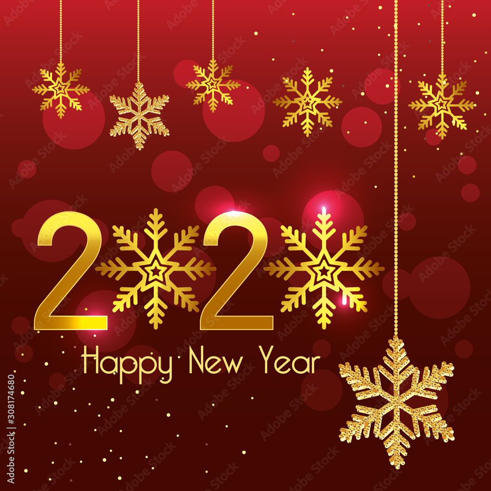 Happy new year 2020 design, Welcome celebrate greeting card happy decorative and celebration theme Vector illustration