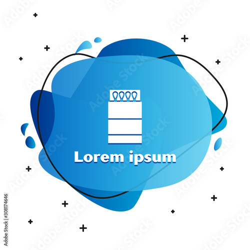 White Open matchbox and matches icon isolated on white background. Abstract banner with liquid shapes. Vector Illustration