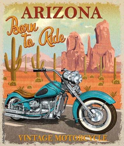 Vintage Arizona motorcycle poster.