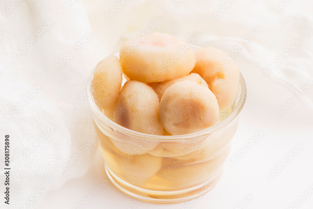 Peeled water chestnuts, tasty ingredients for a Chinese meal Peeled water chestnuts, tasty ingredients for a Chinese meal