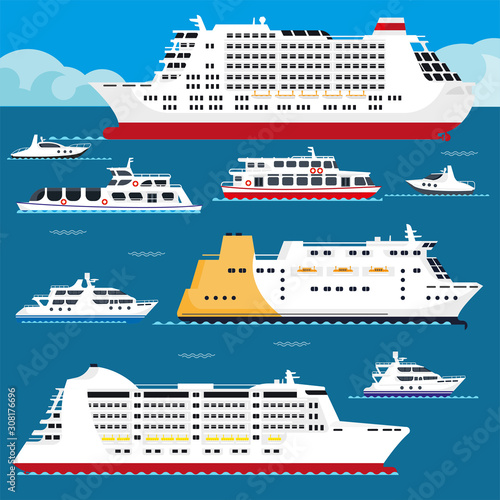 Ships and ocean liners sailing vessels collection side view