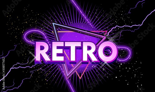 retro banner with neon light