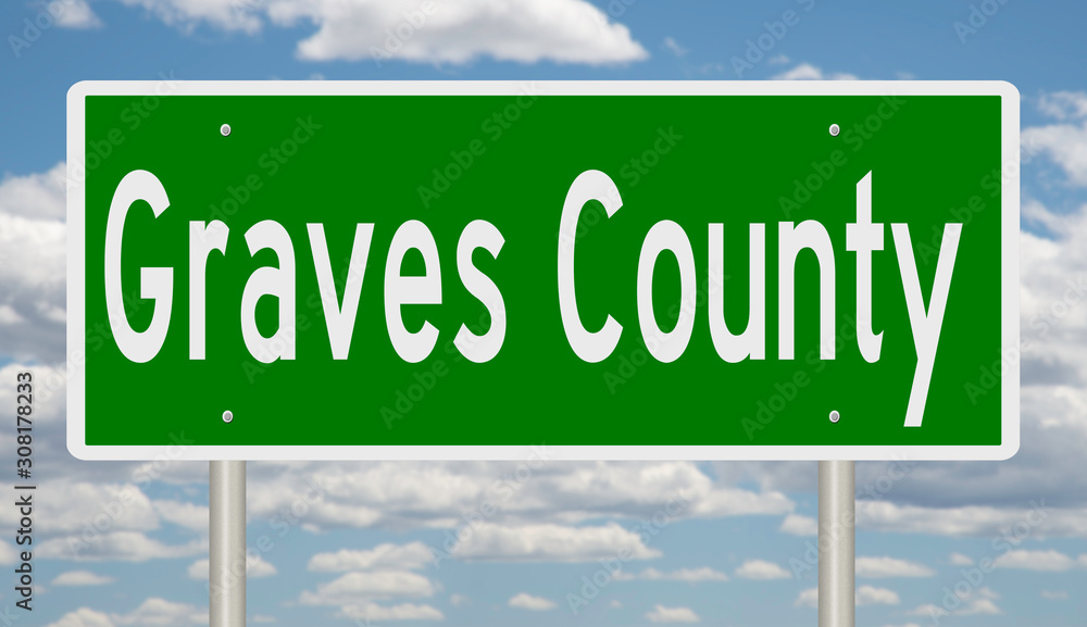 Rendering of a 3d green highway sign for Graves County Rendering of a 3d green highway sign for Graves County