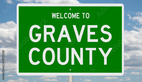 Rendering of a 3d green highway sign for Graves County photo