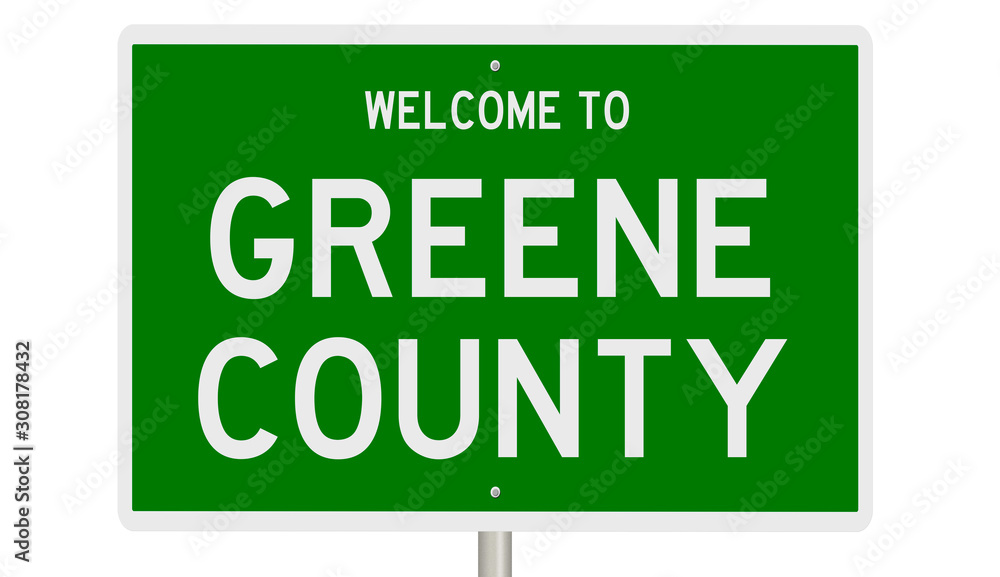 Rendering of a 3d green highway sign for Greene County Rendering of a 3d green highway sign for Greene County
