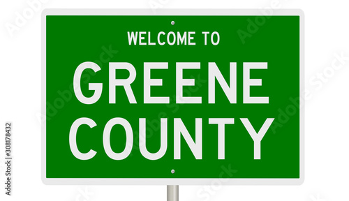 Rendering of a 3d green highway sign for Greene County