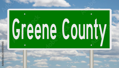 Rendering of a 3d green highway sign for Greene County photo