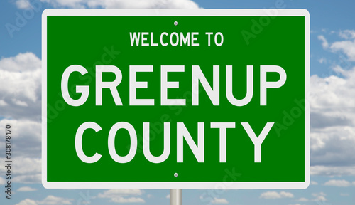 Rendering of a 3d green highway sign for Greenup County photo