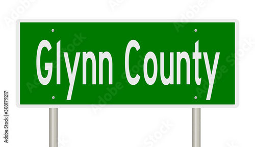 Rendering of a 3d green highway sign for Glynn County photo