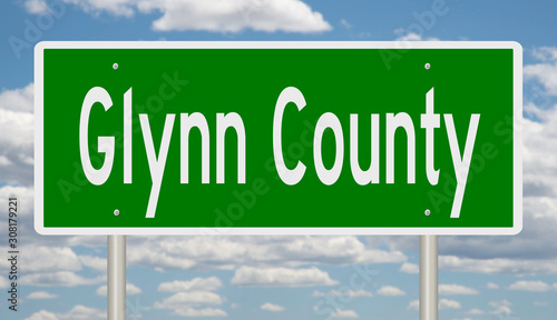 Rendering of a 3d green highway sign for Glynn County photo