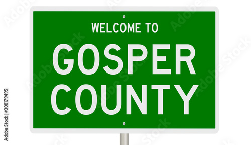 Rendering of a 3d green highway sign for Gosper County photo