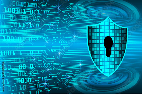 Closed Padlock on digital background, cyber security