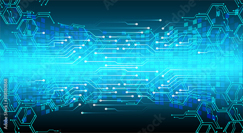 Blue cyber circuit future technology concept background