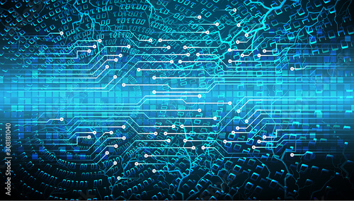 Blue cyber circuit future technology concept background