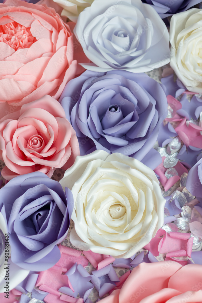 Floral background texture for a wedding scene. Roses, peonies and hydrangeas, artificial flowers on the wall. Banner fow site. Floral background texture for a wedding scene. Roses, peonies and hydrangeas, artificial flowers on the wall. Banner fow site.
