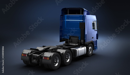 Studio 3d-render of European semi-truck photo