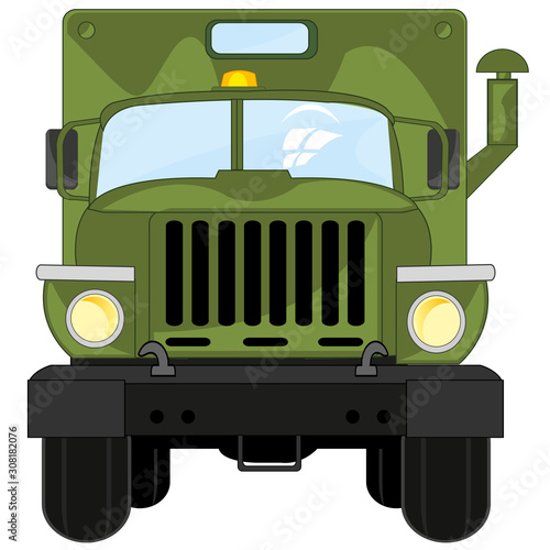 Vector illustration powerful cargo car with box