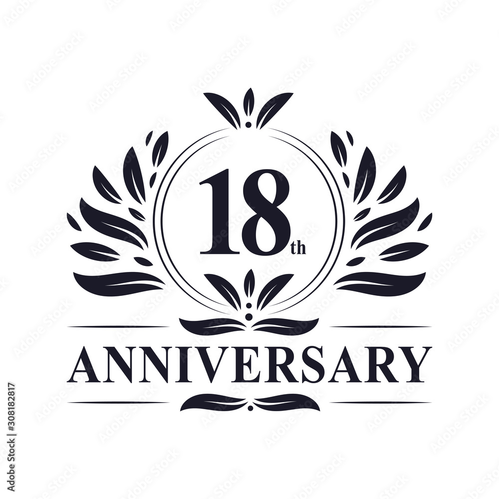 18th Anniversary celebration, luxurious 18 years Anniversary logo design 18th Anniversary celebration, luxurious 18 years Anniversary logo design