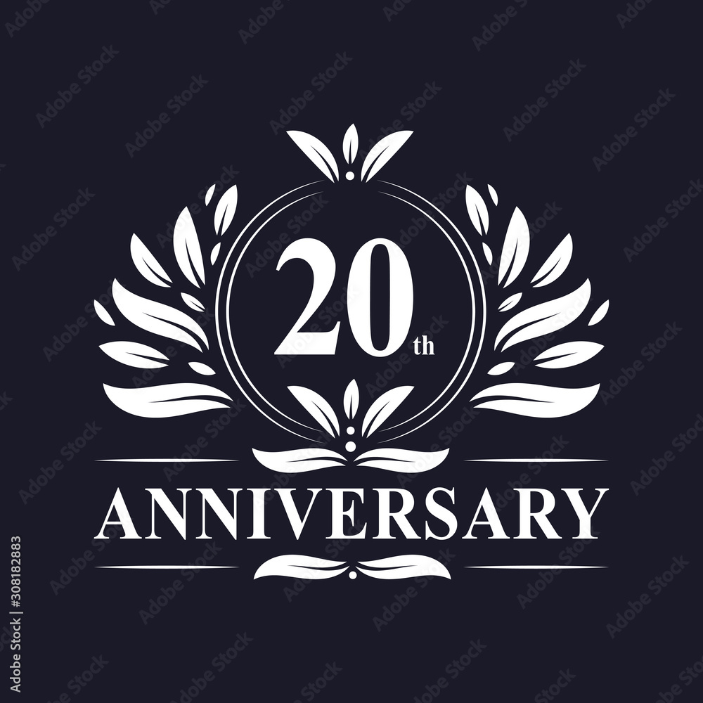 20 years Anniversary logo, luxurious 20th Anniversary design celebration. 20 years Anniversary logo, luxurious 20th Anniversary design celebration.