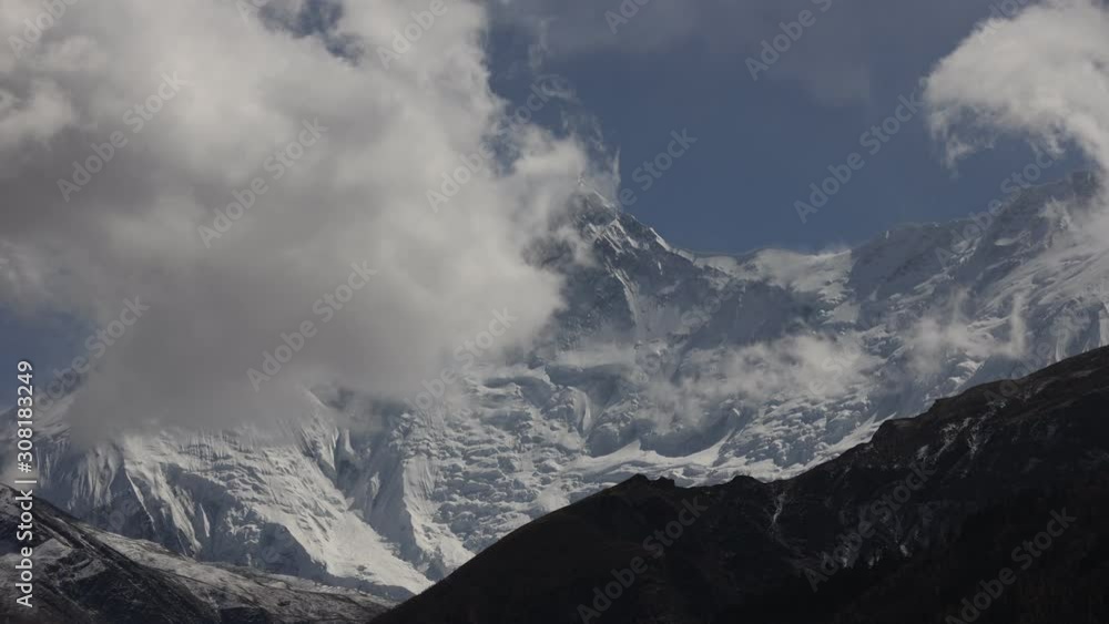 Epic big mountain landscape trekking the famed Annapurna Circuit in Nepal, 2019. Himalaya. Mountains. Epic big mountain landscape trekking the famed Annapurna Circuit in Nepal, 2019. Himalaya. Mountains.