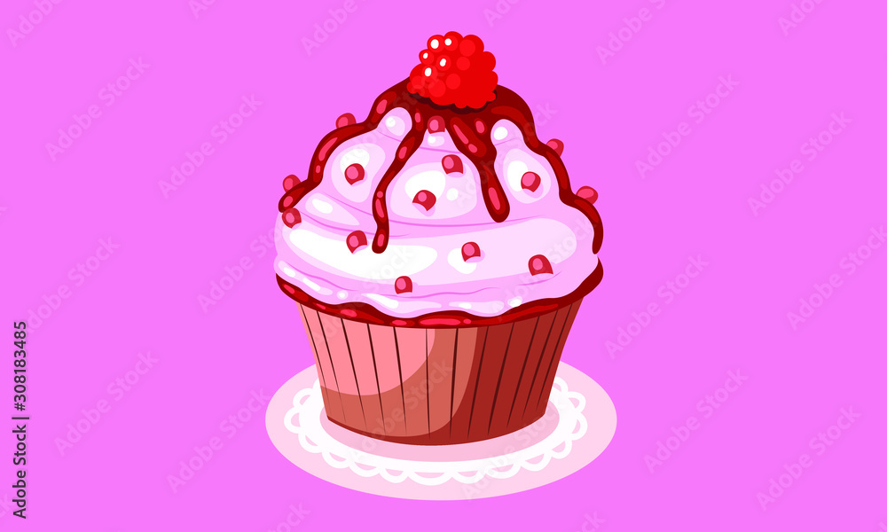 cupcake with cream and cherry on top cupcake with cream and cherry on top