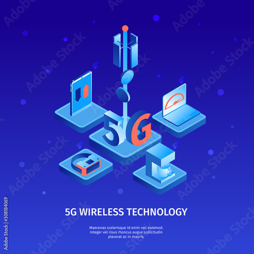 Isometric 5G Wireless Background