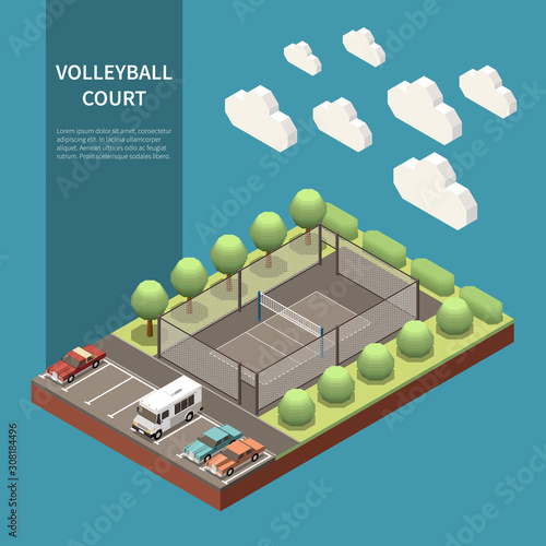 Sport Field Isometric Composition
