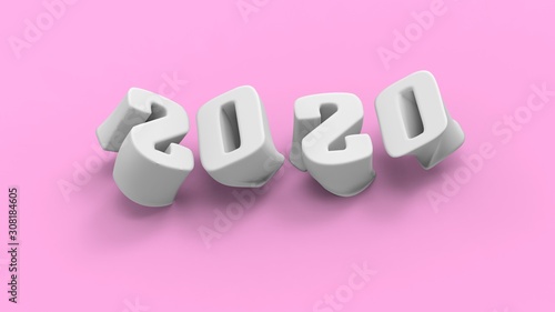 2020 pink 3d rendering