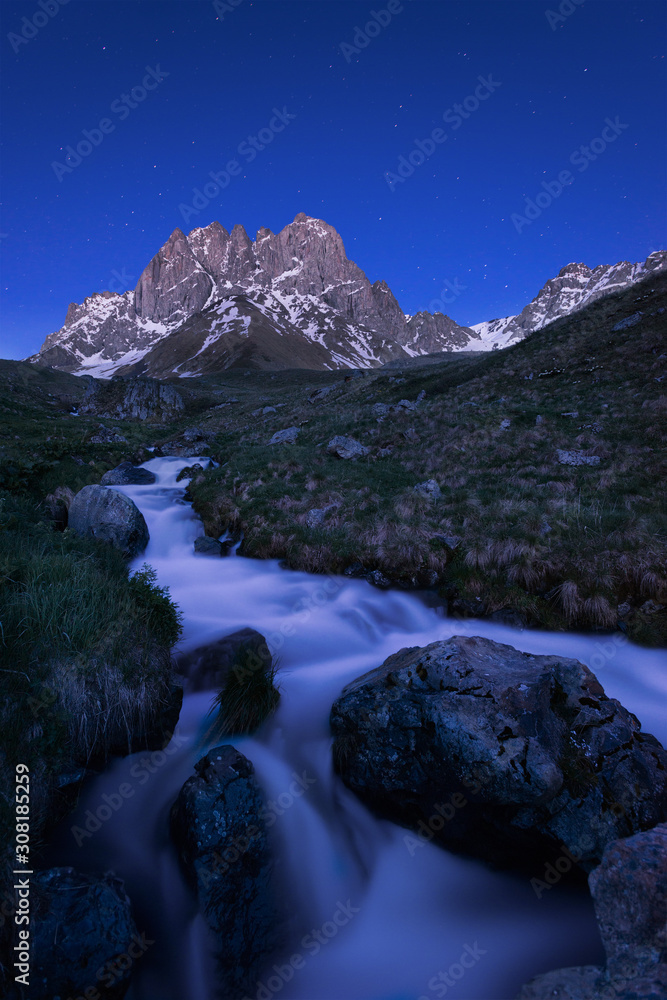 Mountain river in twilight