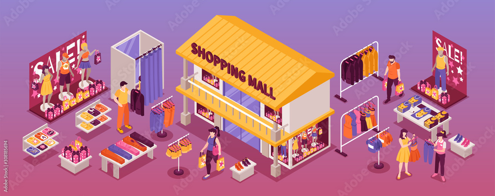 Clothing Shopping Isometric Composition 