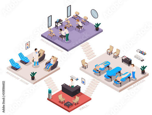 Massage Rooms Isometric Composition