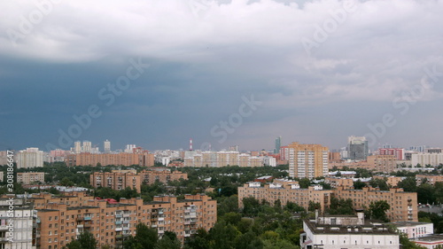 Panorama of the city on a cloudy evening