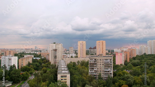 Panorama of the city on a cloudy day