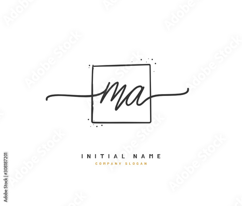 M A MA Beauty vector initial logo, handwriting logo of initial signature, wedding, fashion, jewerly, boutique, floral and botanical with creative template for any company or business.