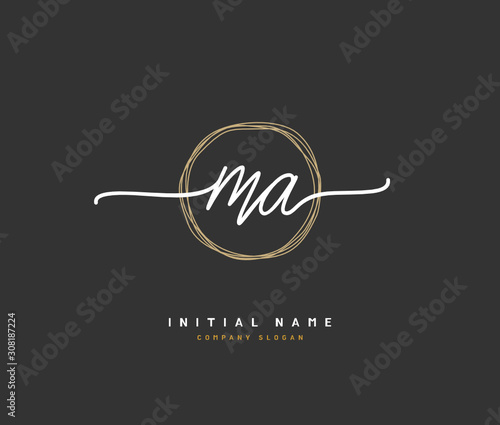 M A MA Beauty vector initial logo, handwriting logo of initial signature, wedding, fashion, jewerly, boutique, floral and botanical with creative template for any company or business.