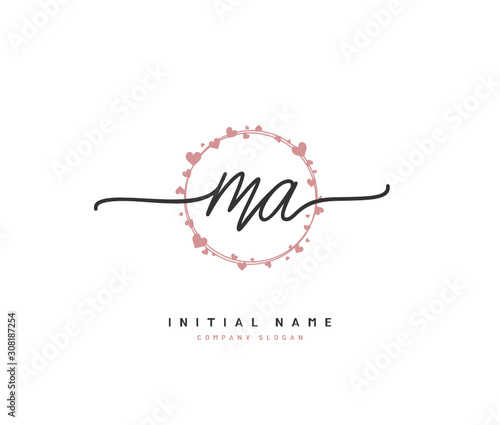 M A MA Beauty vector initial logo, handwriting logo of initial signature, wedding, fashion, jewerly, boutique, floral and botanical with creative template for any company or business.