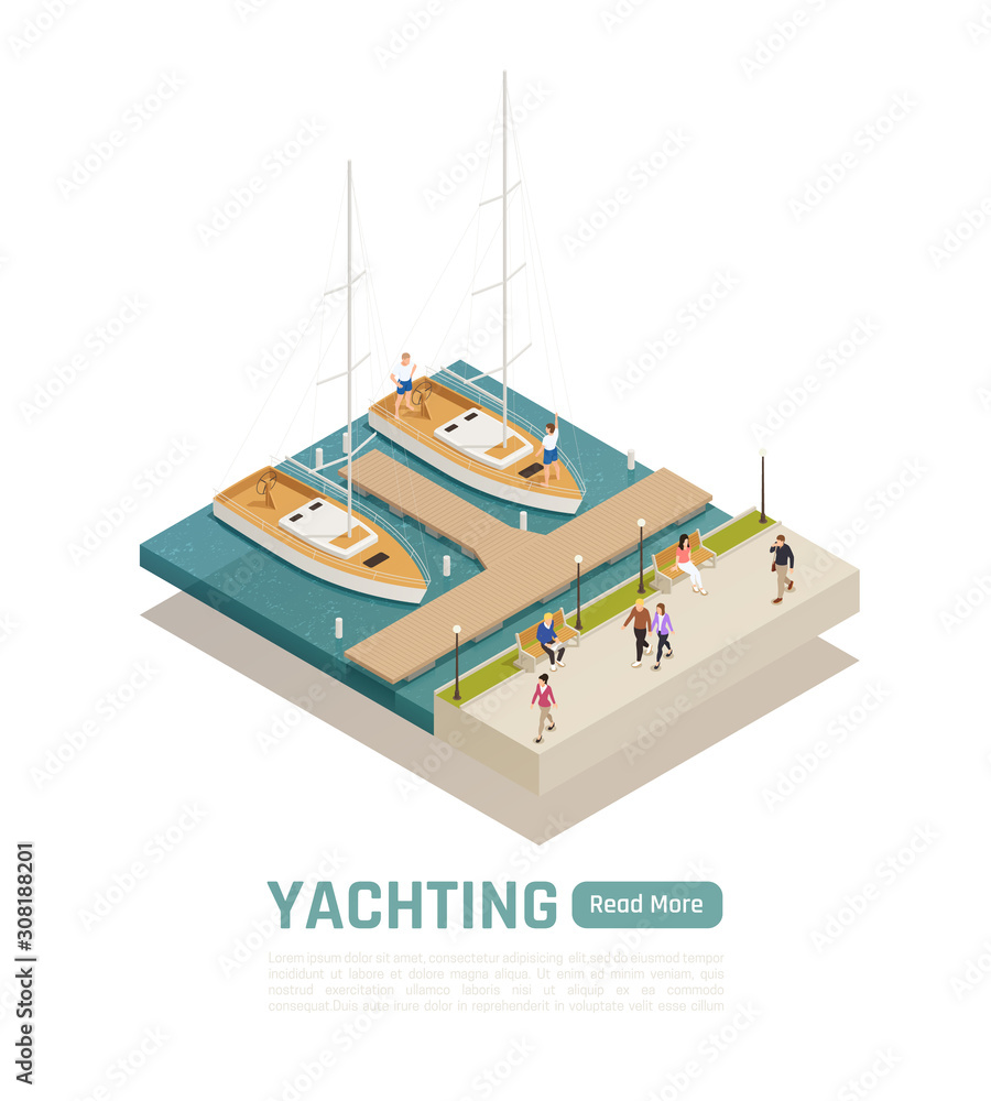 Obraz premium Colored Isometric Yachting Composition