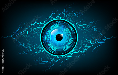 Blue eye cyber circuit future technology concept background