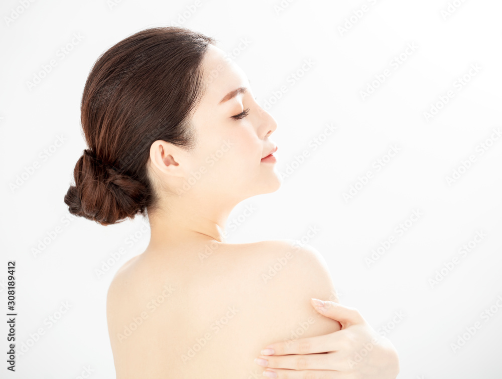 closeup young beauty with healthy perfect skin over white background. closeup young beauty with healthy perfect skin over white background.