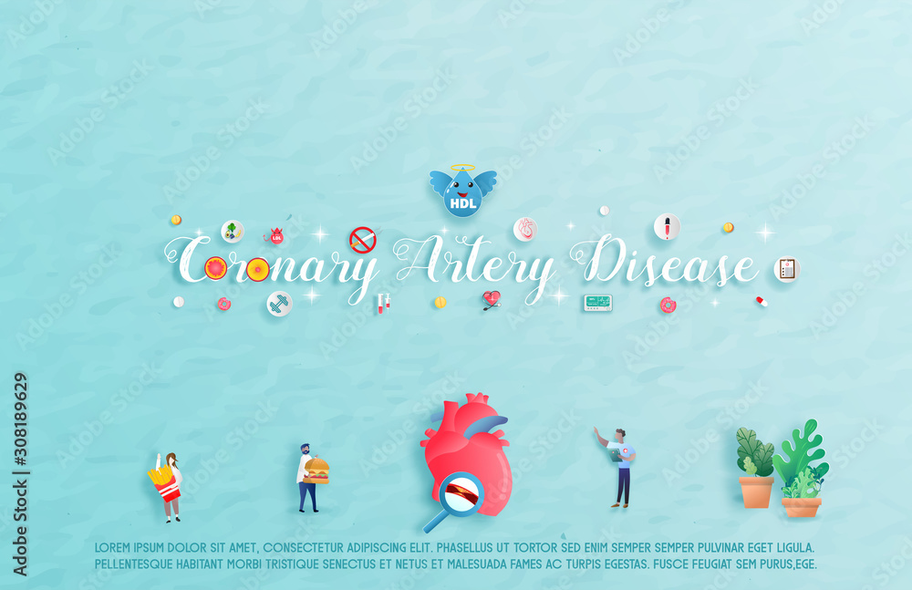 Coronary Artery Disease patient treatment Concept.Bad behavior. The complication of body and gender. Vector Illustration Coronary Artery Disease patient treatment Concept.Bad behavior. The complication of body and gender. Vector Illustration