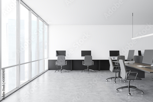 Panoramic open space office interior