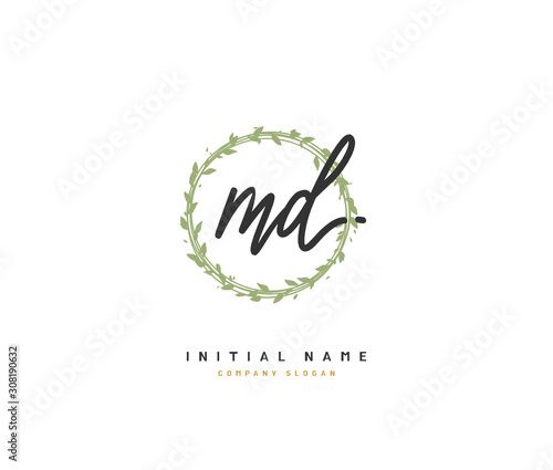 M D MD Beauty vector initial logo  handwriting logo of initial signature  wedding  fashion  jewerly  boutique  floral and botanical with creative template for any company or business.