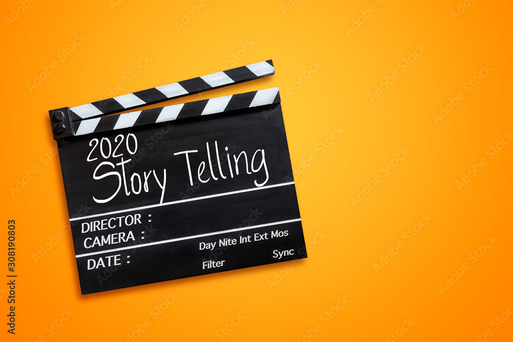years 2020 story telling text title on film slate