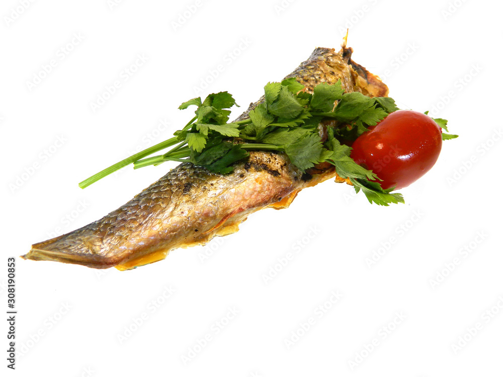 fried fish isolated on white background fried fish isolated on white background