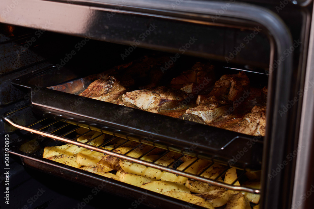 Cooking fresh fish steaks. Preparing healthy food Cooking fresh fish steaks. Preparing healthy food