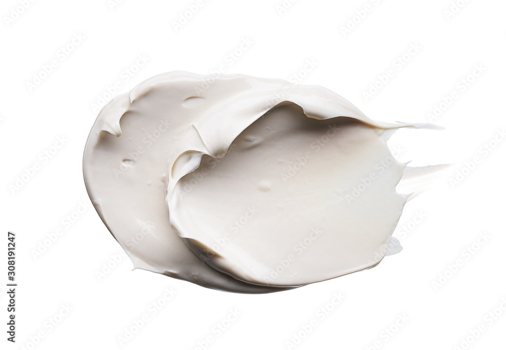 White smear and texture made by face clay or cream isolated on white background. White smear and texture made by face clay or cream isolated on white background.