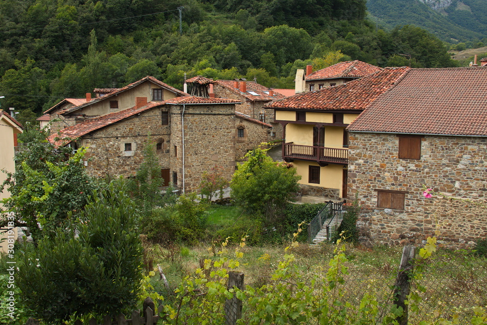 Architecture in village Espinama in national park Picos de Europa in Cantabria,Spain,Europe