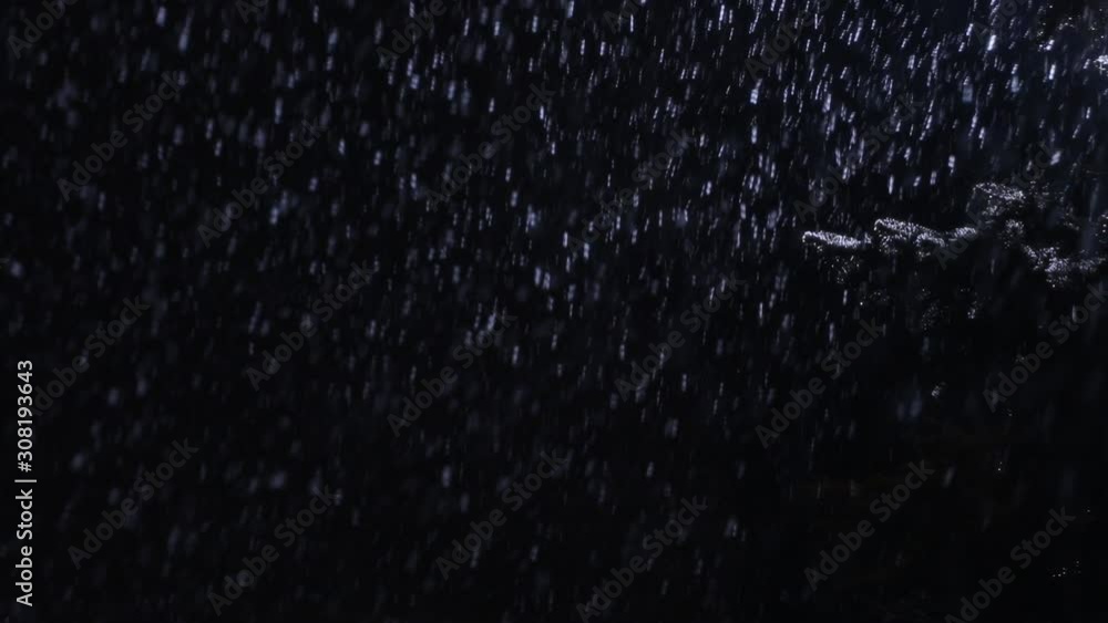 Heavy snow falls in the winter park at night. Dark background for the inscription and design of the video. Heavy snow falls in the winter park at night. Dark background for the inscription and design of the video.