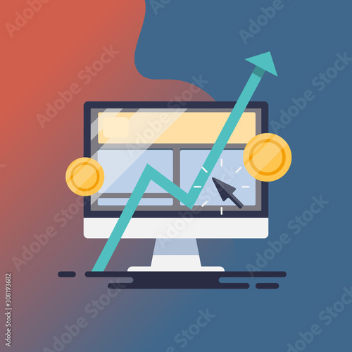 Search engine marketing, ppc management, paid advertising concept. Vector illustration for web, blog, social media, background.