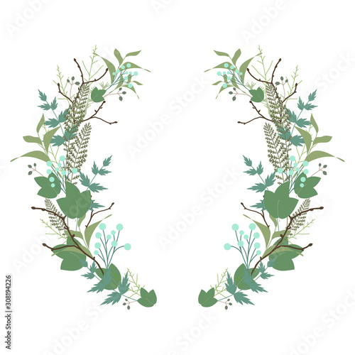 Floral round wreath, herb crown.